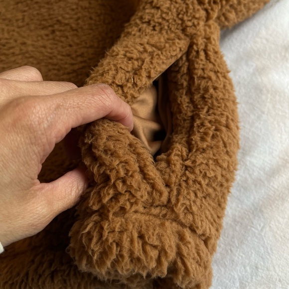 NWOT No Boundaries Brown Sherpa Quarter Zip Pullover Sweater L Teddy Cabincore - Picture 10 of 16